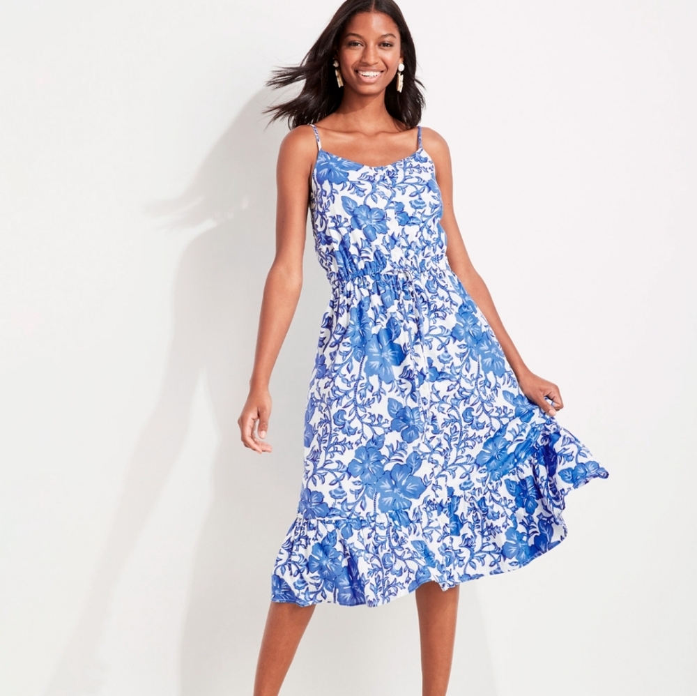 Vineyard Vines Morada Royal Blue Floral Midi Dress XS